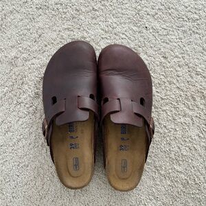 brown birkenstock clogs